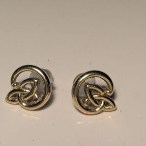 Celtic Goldtone Knot Pierced Earrings Viking Warrior